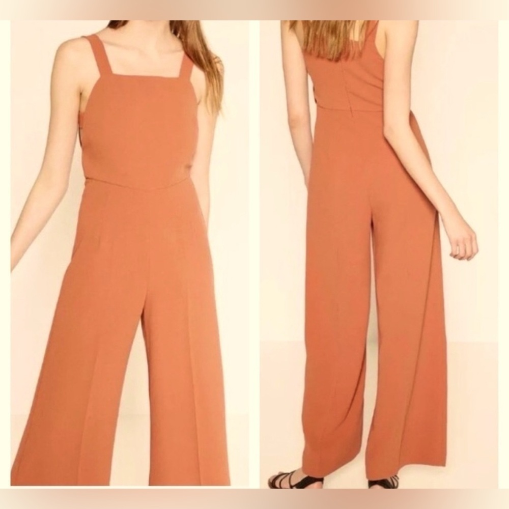 ZARA Rust WideLeg Jumpsuit Women's Size Small **Bloggers Favorite**